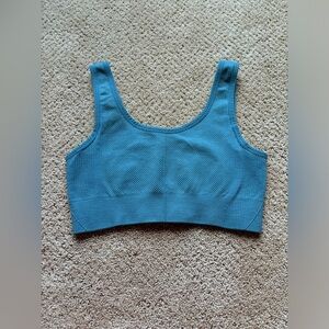 SAVVI blue ribbed sports bra